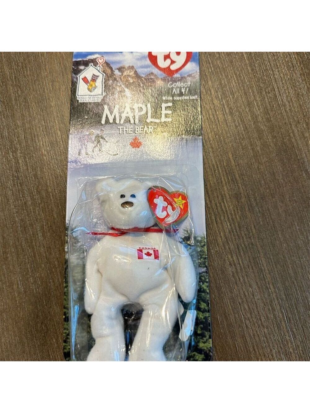 Maple The Bear 1999 McDonald's Ty Beanie Baby Rare Errors Plush 6"